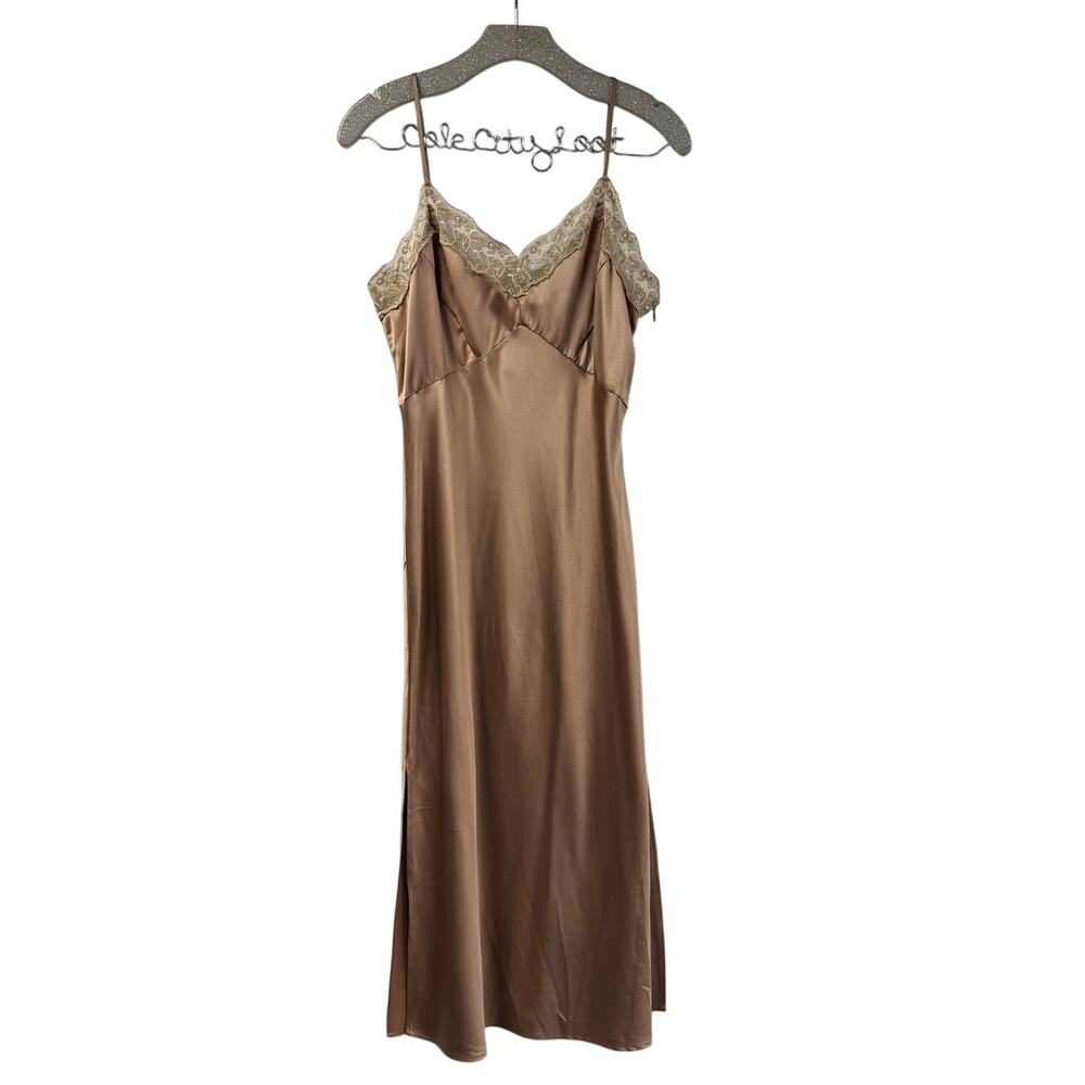 Superdry Lace Trim Satin MIDI Silky Slip Dress XL